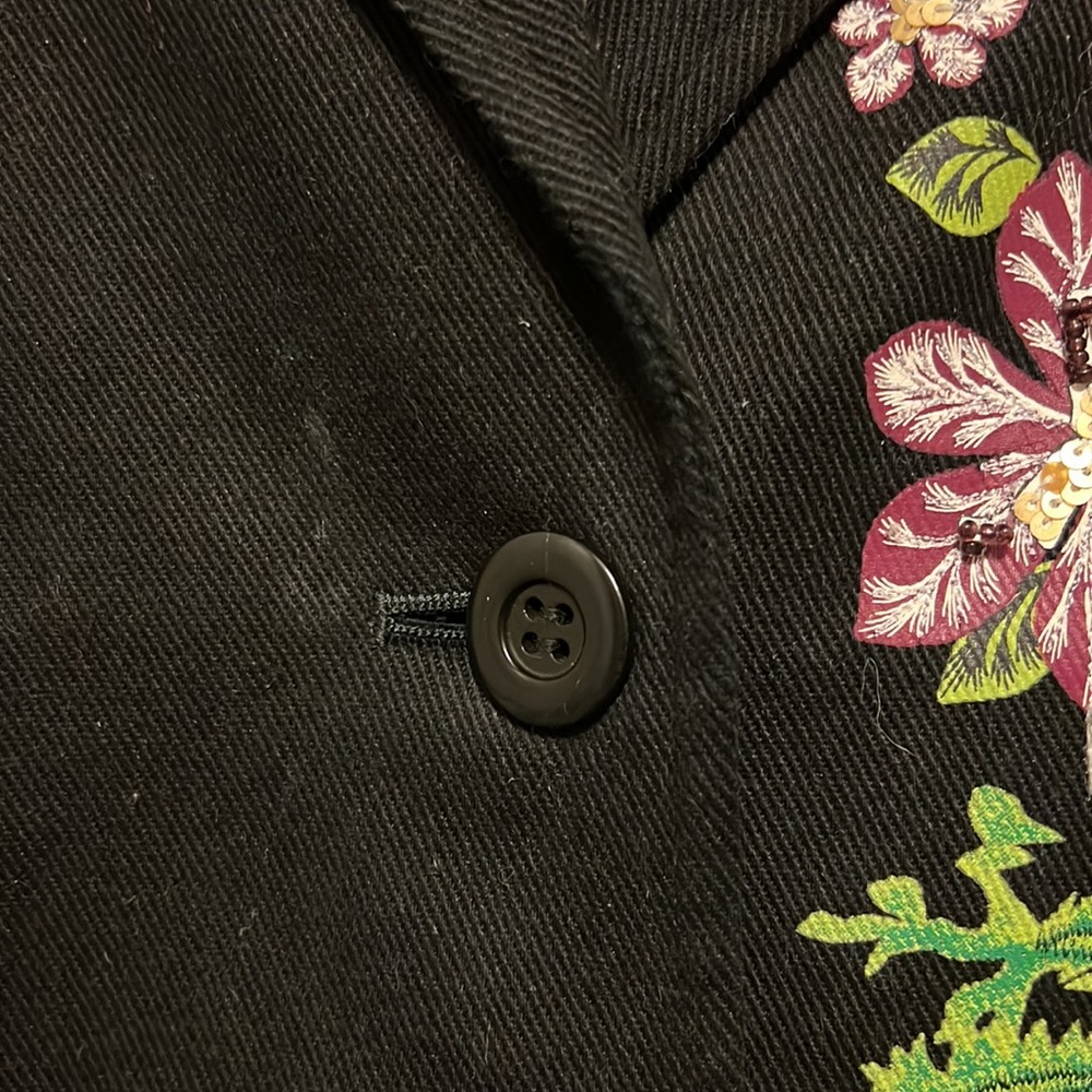 Terry Lewis lined black short waisted Twill blazer Size Large - Picture 4 of 6